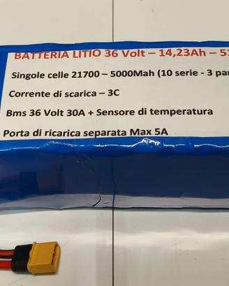 BATTERIA BICI ELETTRICA LITIO 36V - 512 Wattora