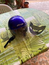 Casco blu metallizzato xl con visiera