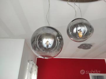 lampadario ideal lux sp5 sfere in vetro fume