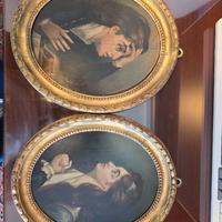 Coppia di quadretti antichi ovali con ritratti