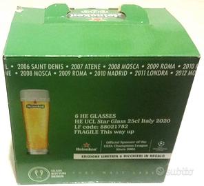 Set 6 bicchieri birra heineken champions league