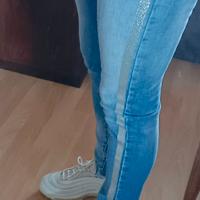 Jeans skinny vita media, dettaglio argento tg XS
