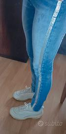 Jeans skinny vita media, dettaglio argento tg XS