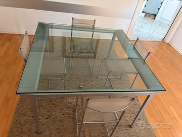 Tavolo Design Vetro + 4 Sedie