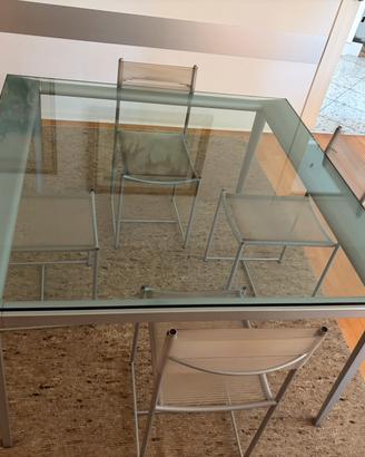 Tavolo Design Vetro + 4 Sedie