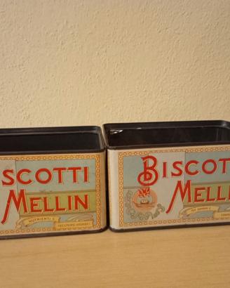 2 scatole latta  biscotti Mellin