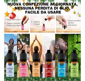 olii essenziali per aromaterapia, diffusori e corp