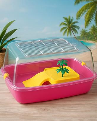 Casa per tartarughe in plastica con isola e palme