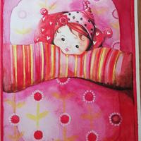 Dipinto di Bambina a letto