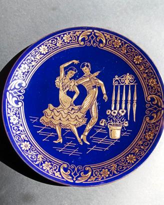 Piatto Ceramica Vintage Oro De Ley Blu Cobalto & O