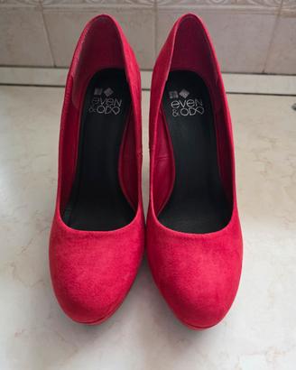 Scarpe con tacco rosso velluto