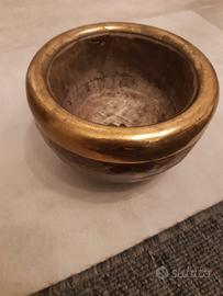 ciotola vintage ottone e legno