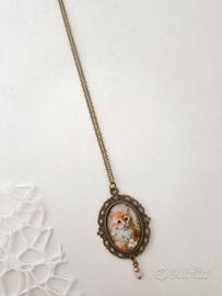 collana cammeo gatto in stile vintage