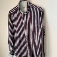 Camicia in cotone maron a righe