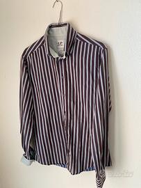 Camicia in cotone maron a righe