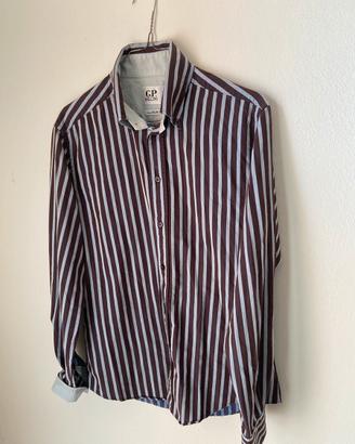 Camicia in cotone maron a righe