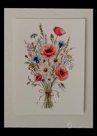 Stampa Fine Art acquarello -Bouquet di fiori 