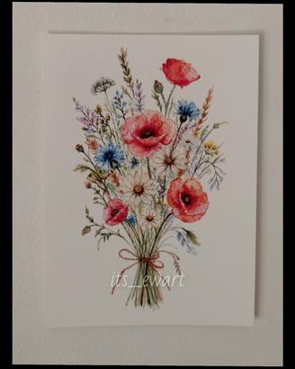 Stampa Fine Art acquarello -Bouquet di fiori 