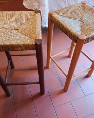 Sgabelli in legno impagliati