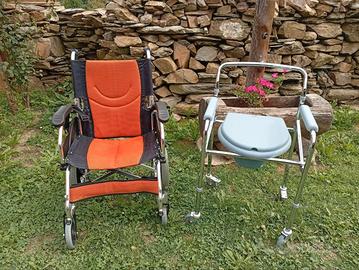 sedia a rotelle e sedile WC portatile