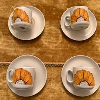 Set 4 tazzine da caffè con piattini anni 70