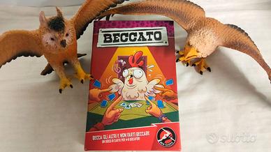 Combo BECCATO! gioco carte + 2 figure rapaci