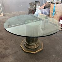 Tavolo rotondo vetro con colonna Graniglia