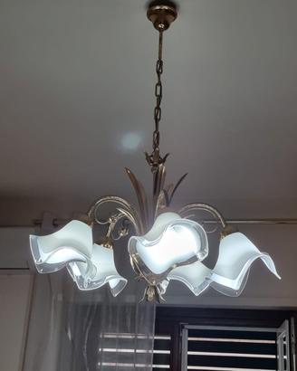 Lampadario con lampade vetro di Murano