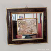 Quadretto con specchio e rilievo in argento 