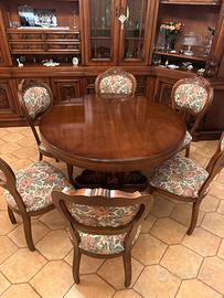Tavolo vintage allungabile con 6 sedie