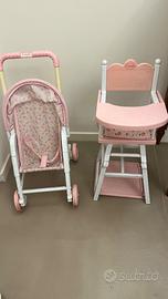 Corolle passeggino + seggiolone + culla