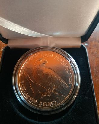 5 euro San Marino falco 2025 in cofanetto