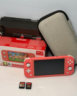 Nintendo switch Lite con 2 giochi e custodie