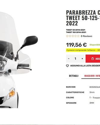 Parabrezza moto per Tweet nuovo completo