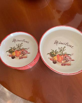 NUOVO SET PIATTI CON TERRINA"MINESTRONE"