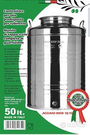 contenitore acciaio olio 50 litri Inox 18/10 italy