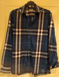 Camicia da uomo in cotone check blu - Burberry