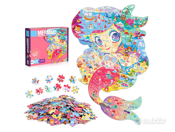 Puzzle per bambini 128 pz a forma di sirena 64 cm