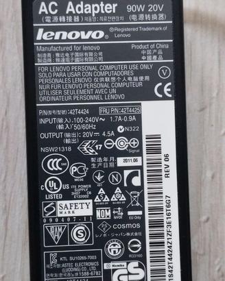 Lenovo Alimentatore 42T4424 AC 90W 20V 4,5A 