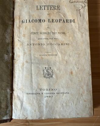 Lettere di Giacomo Leopardi –Quarta edizione  1893