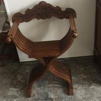 Sedia Savonarola legno antico anni 50