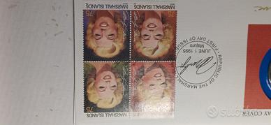 5 dollari Marilyn Monroe 1995+quartina francobolli