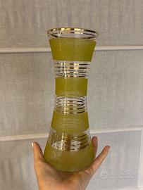 Vaso vintage in vetro verde e oro –