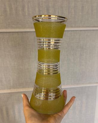 Vaso vintage in vetro verde e oro –