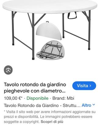 Tavolo rotondo pieghevole