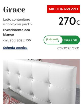 Letto contenitore una piazza 