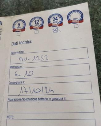 Batteria auto con garanzia 12 mesi