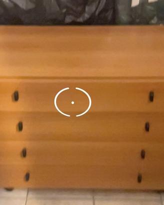 Cassettiera in legno, con rotelle, con 4 cassetti