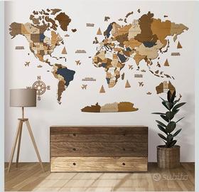 Decorazione murale in legno 3D Mondo
