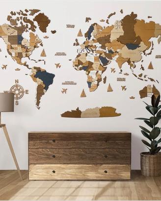Decorazione murale in legno 3D Mondo